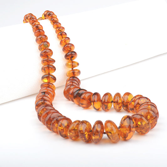 Grand Rounded Amber Beads Necklace