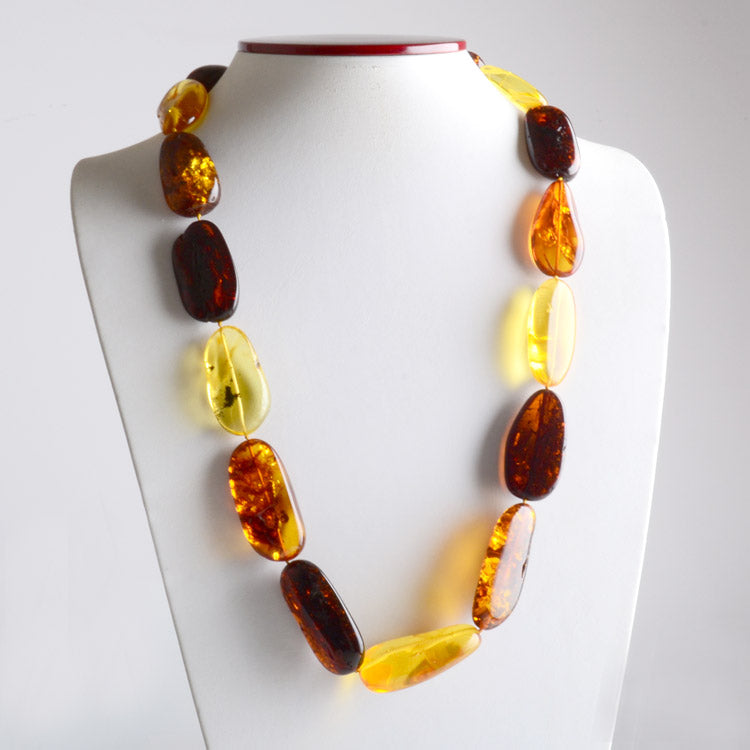 Vintage Hand Knotted Amber Nugget Necklace 28