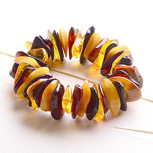 Multi-Colored Amber Chip Bracelet