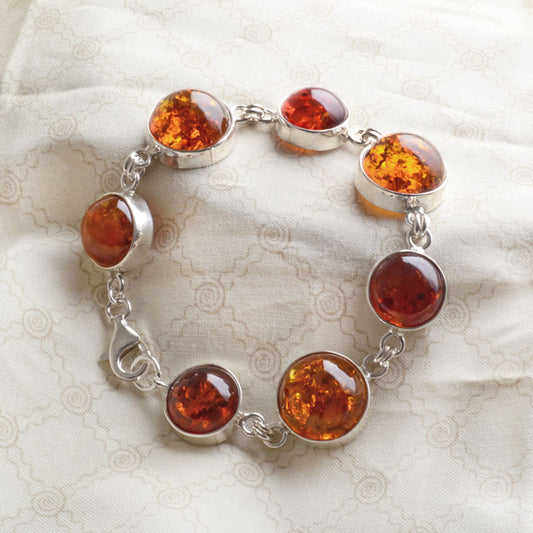 Amber & Silver Link Bracelet