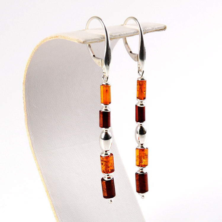 Simply Sleek Amber & Silver Earrings