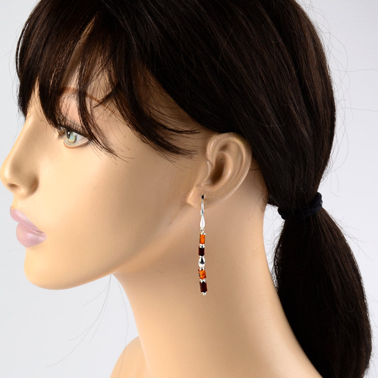 Simply Sleek Amber & Silver Earrings