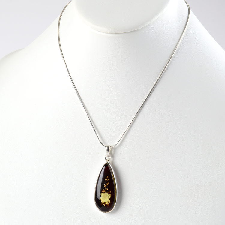 Rose Intaglio Amber Pendant