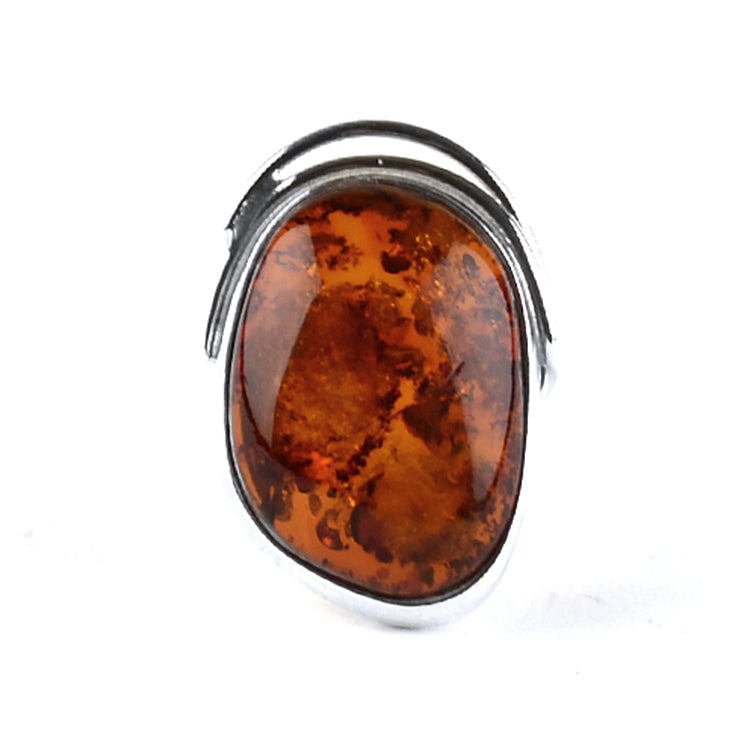 Genuine Baltic Amber Cognac Color Ring