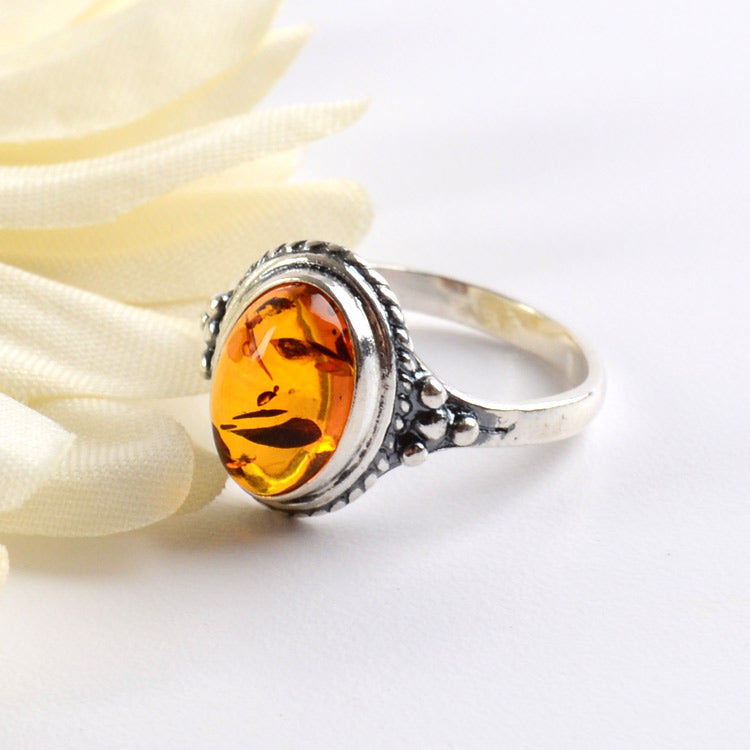 Lovely Amber & Silver Ring