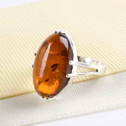 Cognac Amber Oval Ring
