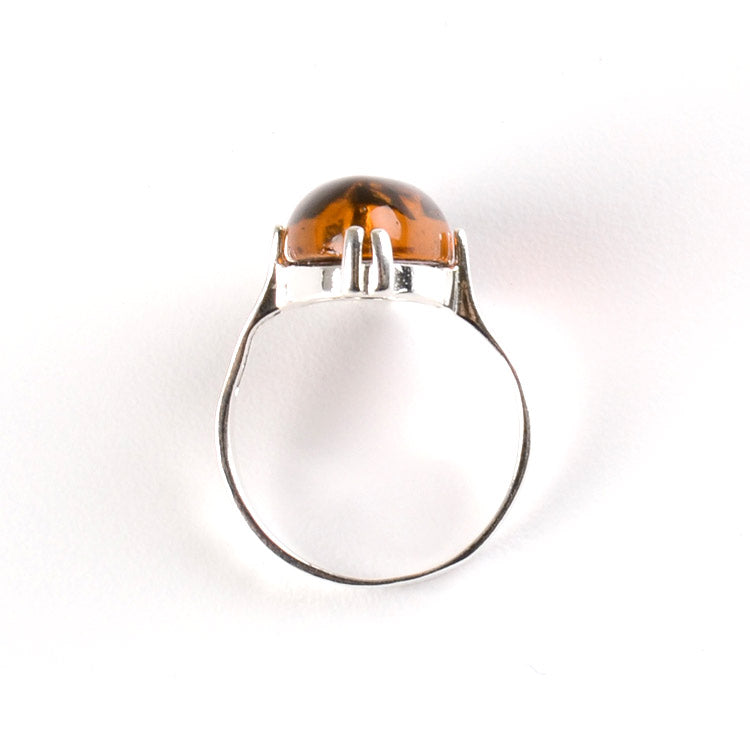 Cognac Amber Oval Ring