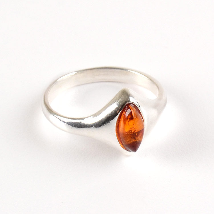 Simple Silver Ring with Amber