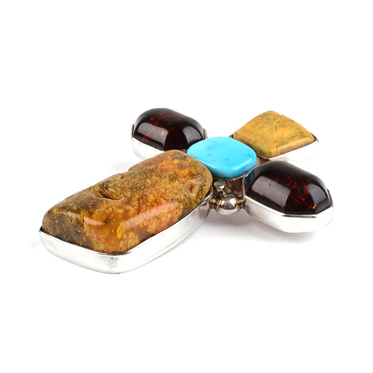 As-is One-of-a-kind Vintage Amber Cross Pendant