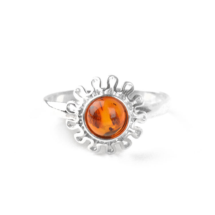Cute Amber Center Ring