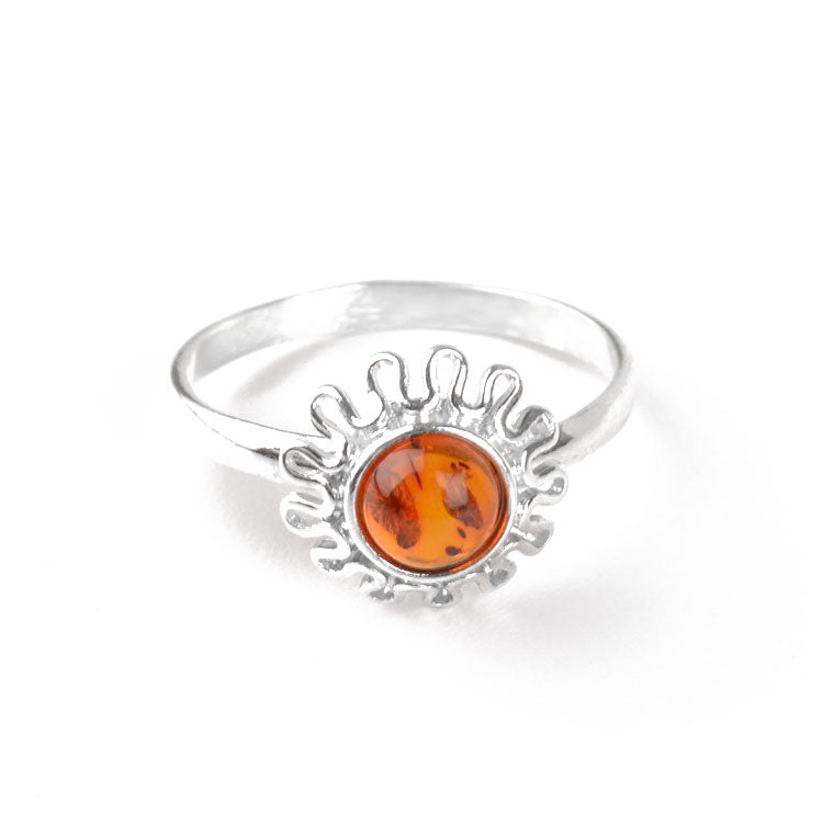 Cute Amber Center Ring