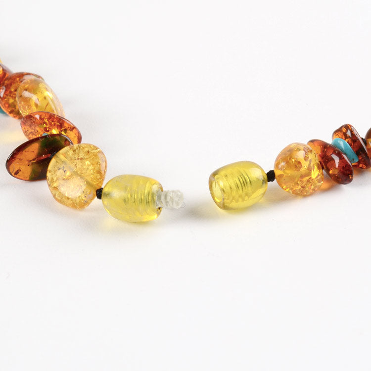 28" Amber And Turquoise Nuggets Necklace