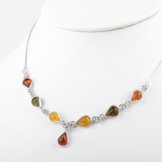 Elegant Amber Silver Necklace