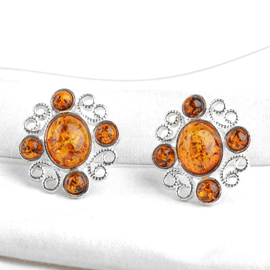 Honey Amber Earrings - Clip On