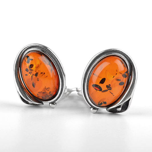 Elegant Amber Clip-On Earrings