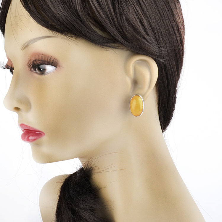 Butterscotch Amber Clip On Earrings
