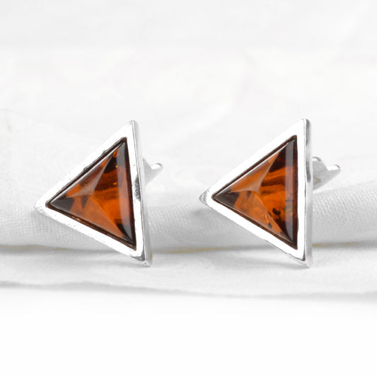 Amber Triangle Clip On Earrings