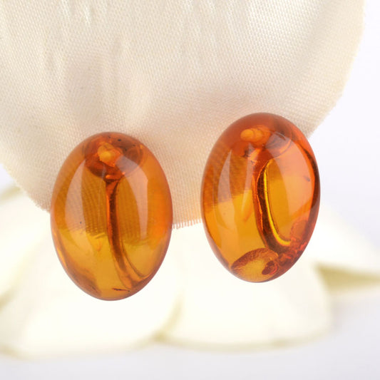 Simply Amber Oval Clip On Earrings