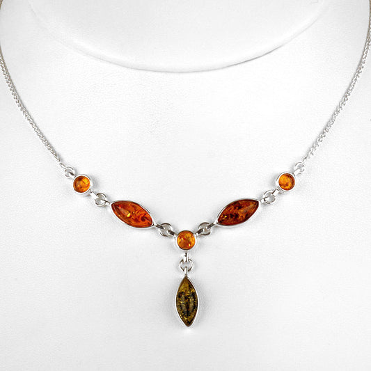 Elegant Three Color Amber Necklace