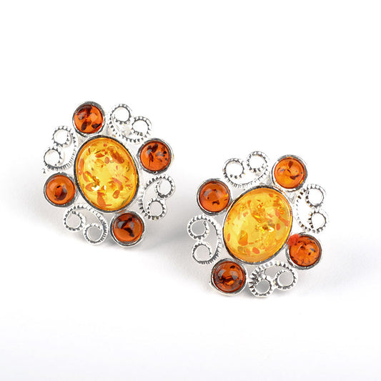Citrine & Honey Amber Clip-Ons
