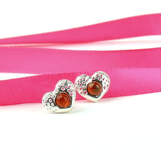 Dainty Hearts Amber Earrings