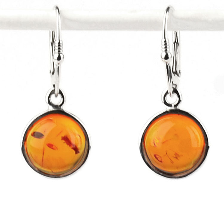 Honey Amber Bezel Drop Earrings