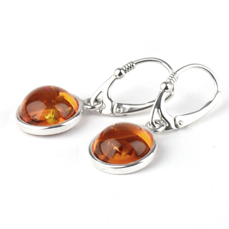 Honey Amber Bezel Drop Earrings