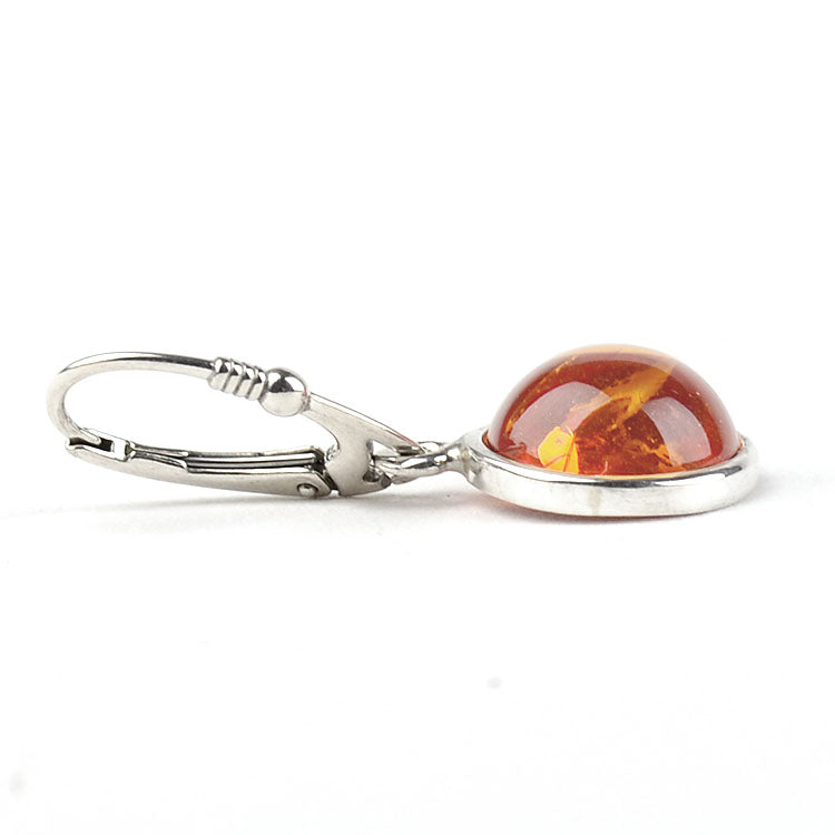 Honey Amber Bezel Drop Earrings