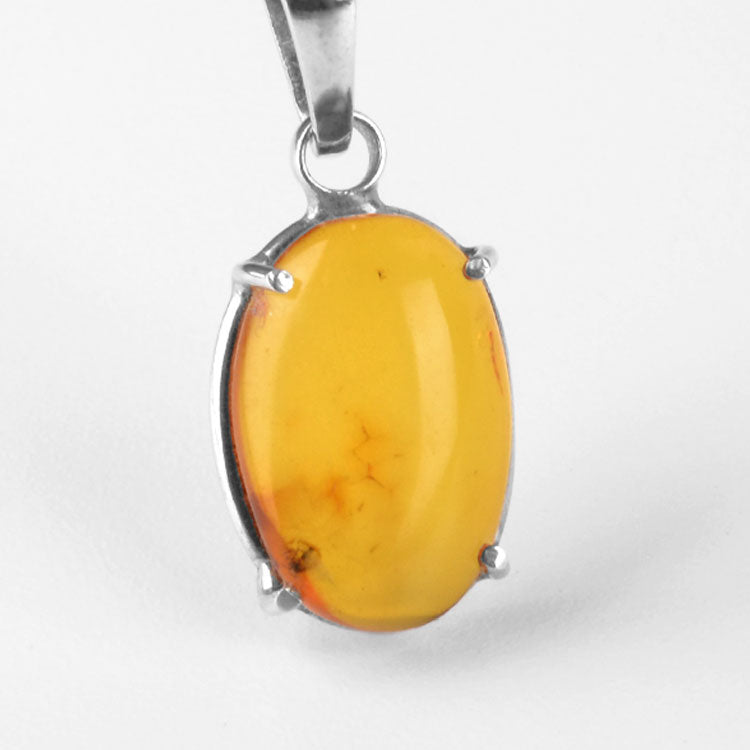 Amber Oval with Insect Pendant