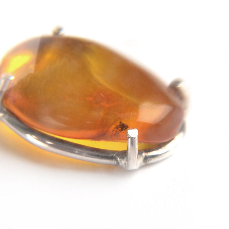 Amber Oval with Insect Pendant
