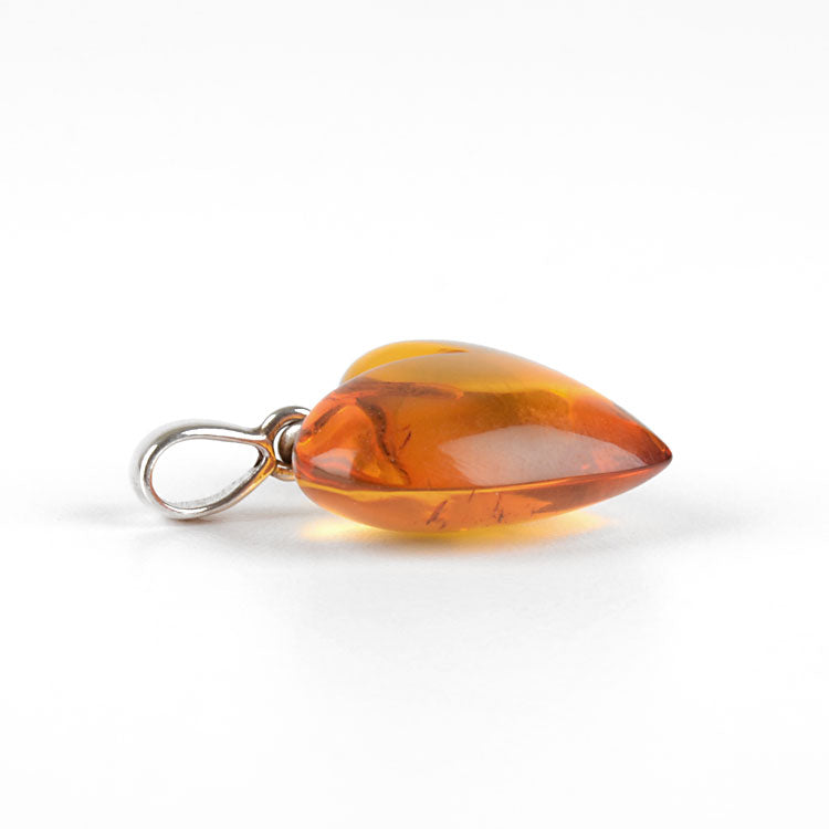 Clear Honey Amber Heart Pendant