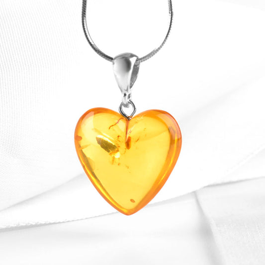 Genuine Citrine Amber Heart Pendant