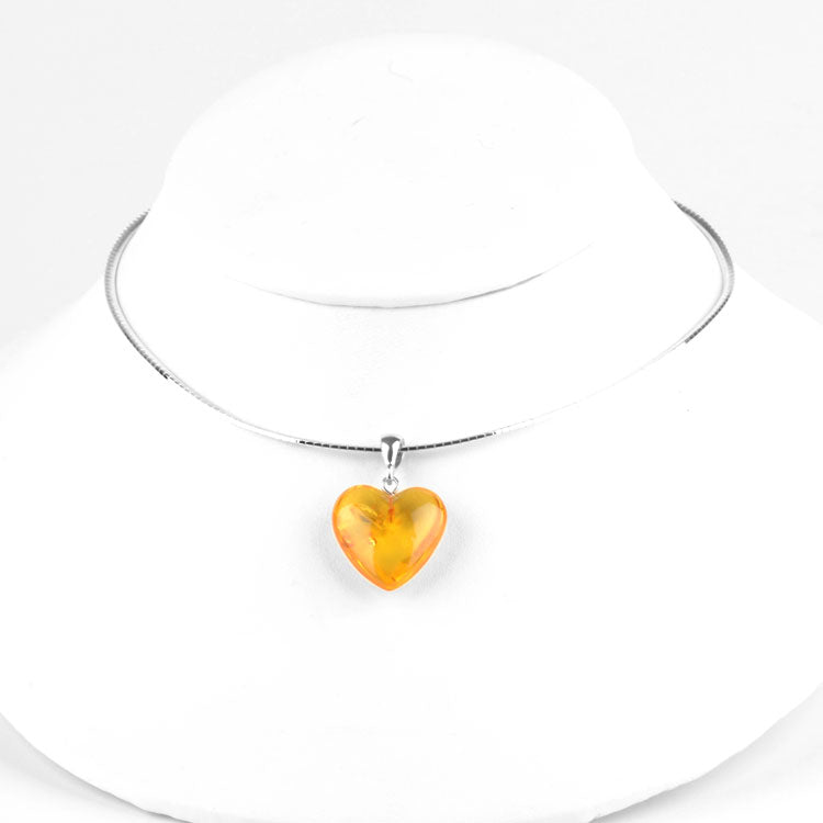 Genuine Citrine Amber Heart Pendant
