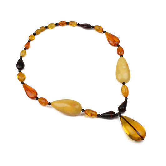 Elegant Amber Teardrops Necklace