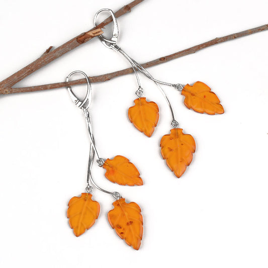 Honey Amber Leaves Earrings