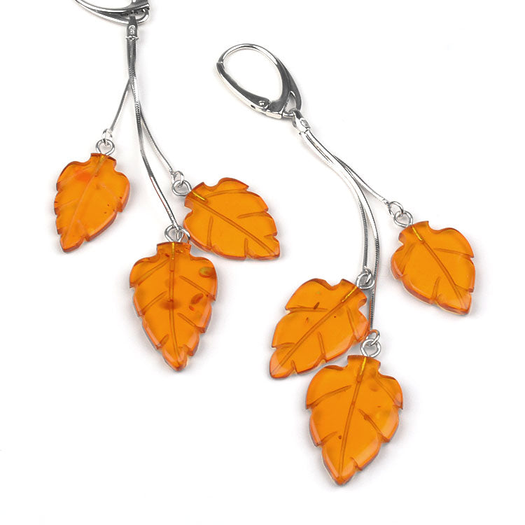 Honey Amber Leaves Earrings