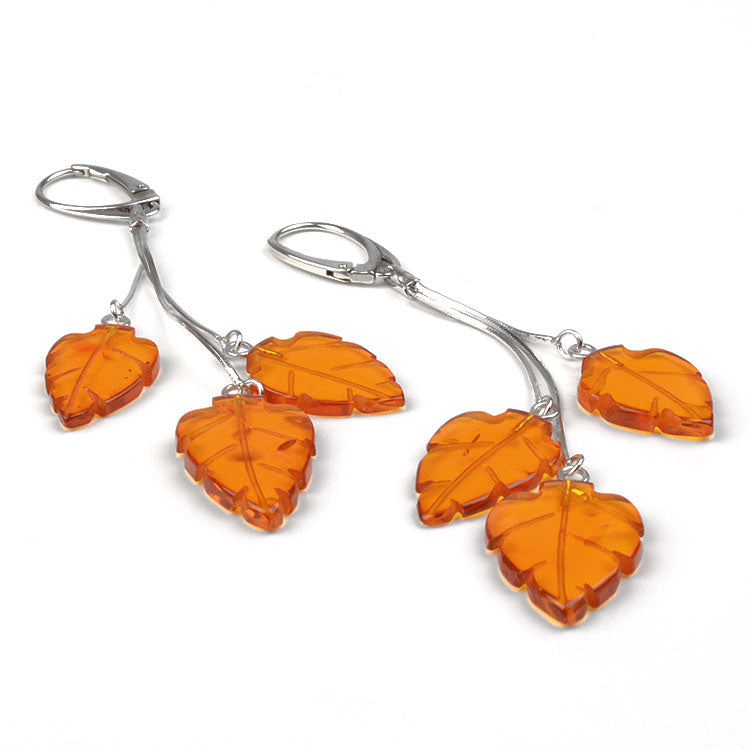 Honey Amber Leaves Earrings