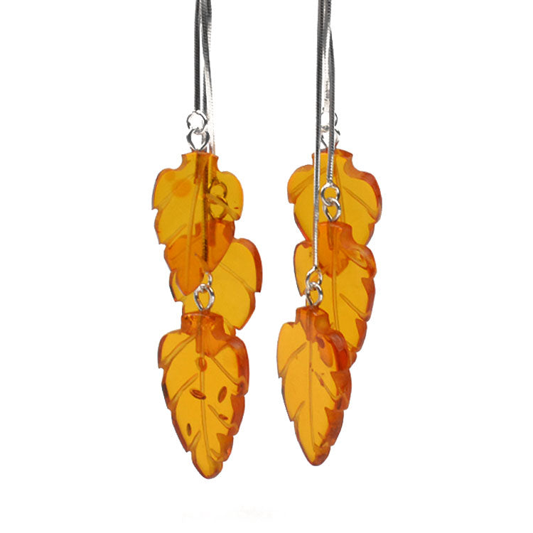 Honey Amber Leaves Earrings