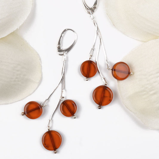 Honey Amber Discs Earrings