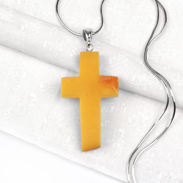 Natural Butterscotch Amber Cross Pendant