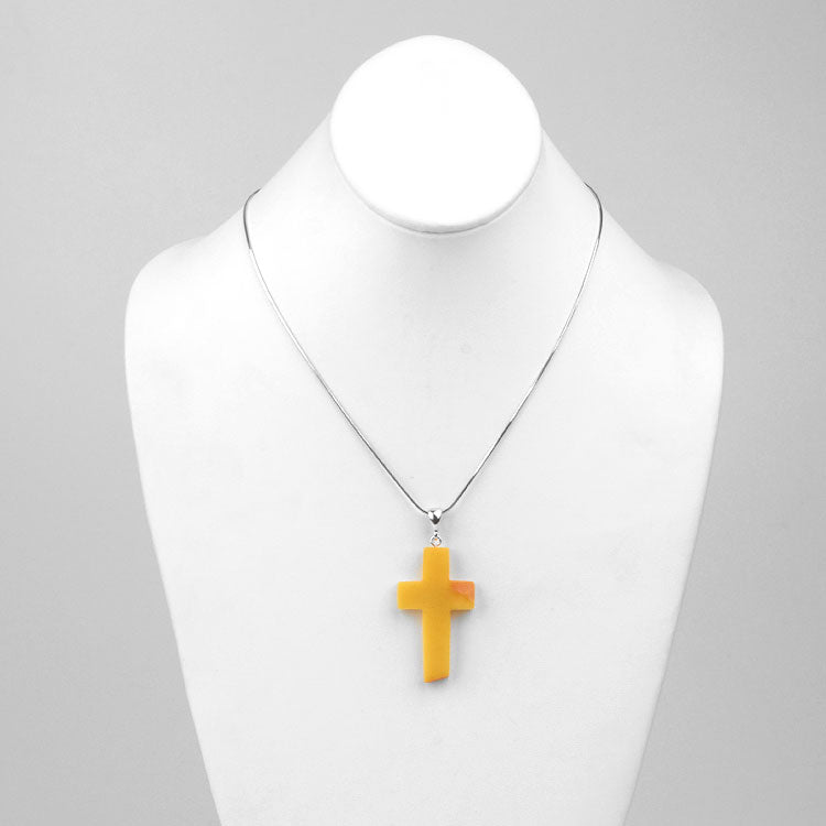Natural Butterscotch Amber Cross Pendant
