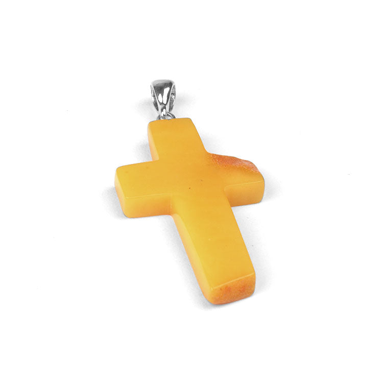 Natural Butterscotch Amber Cross Pendant
