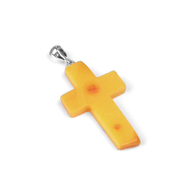 Natural Butterscotch Amber Cross Pendant