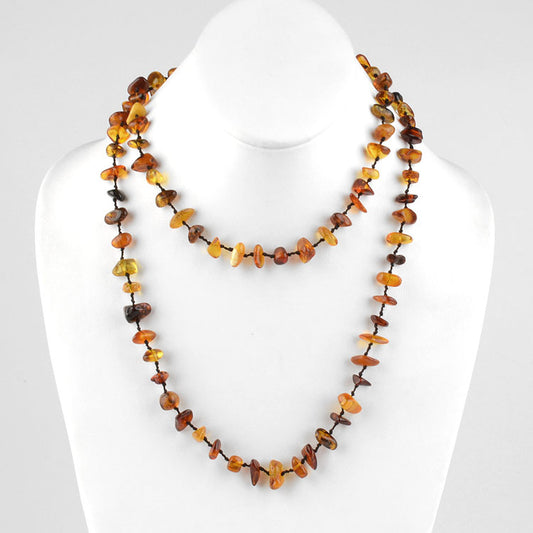 Natural Double Knotted Nuggets Amber Necklace