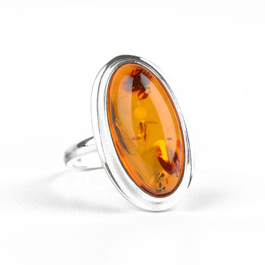 Glowing Oval Honey Amber Ring