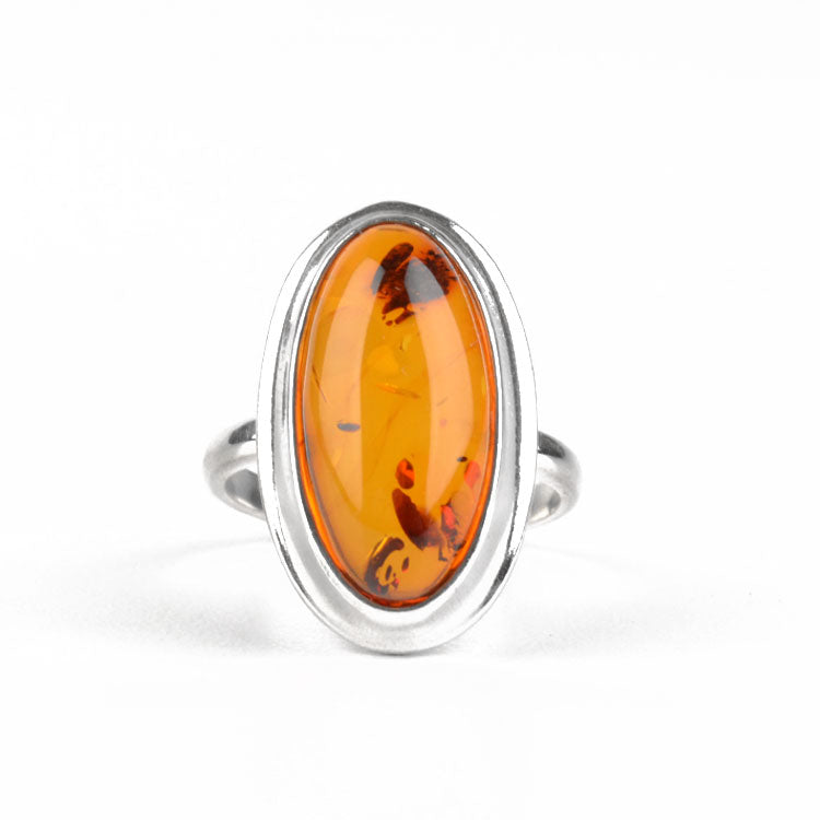 Glowing Oval Honey Amber Ring