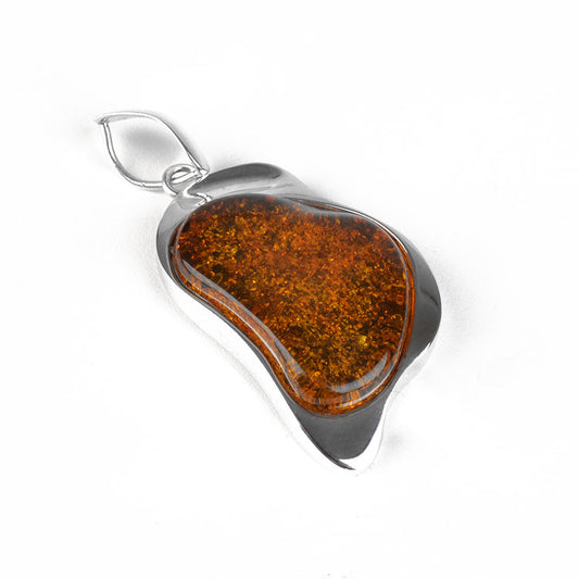 Unique Amber in Silver Pendant