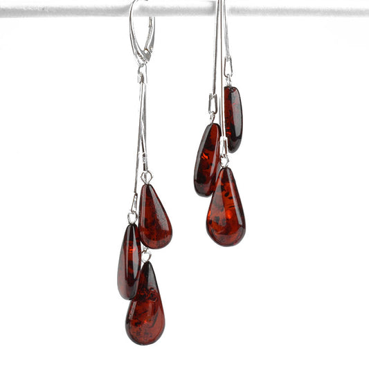 Drops of Cherry Amber Earrings