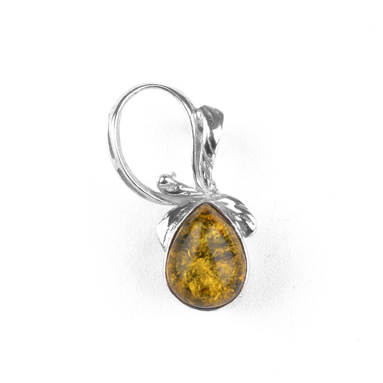 Glittering Green Amber Stone Pin