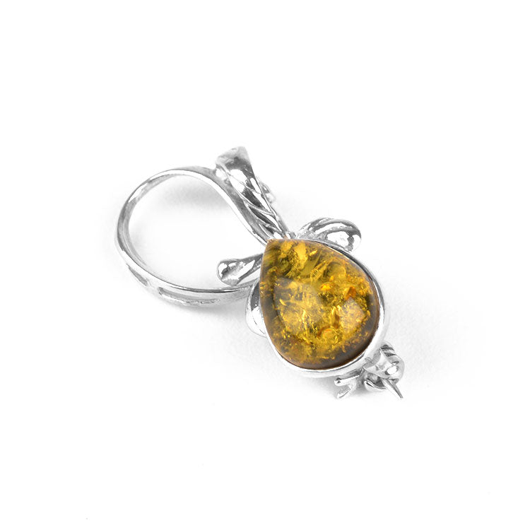 Glittering Green Amber Stone Pin